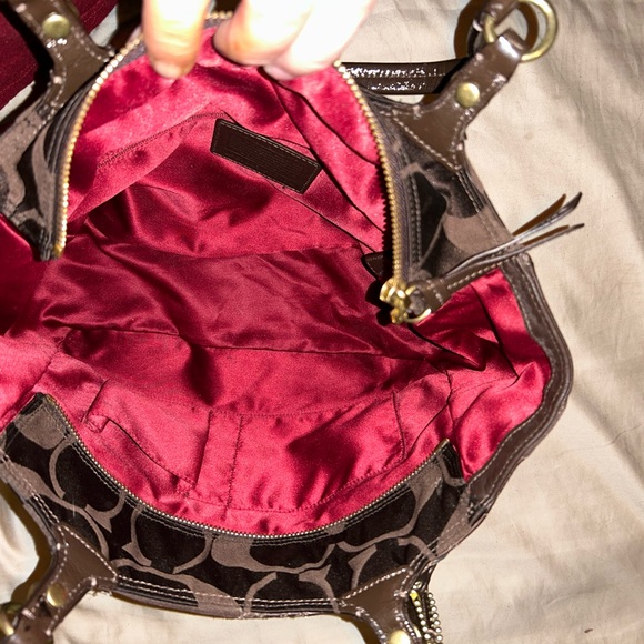 Coach Brown Leather Hobo Bag w Suede patches - Picture 7 of 9